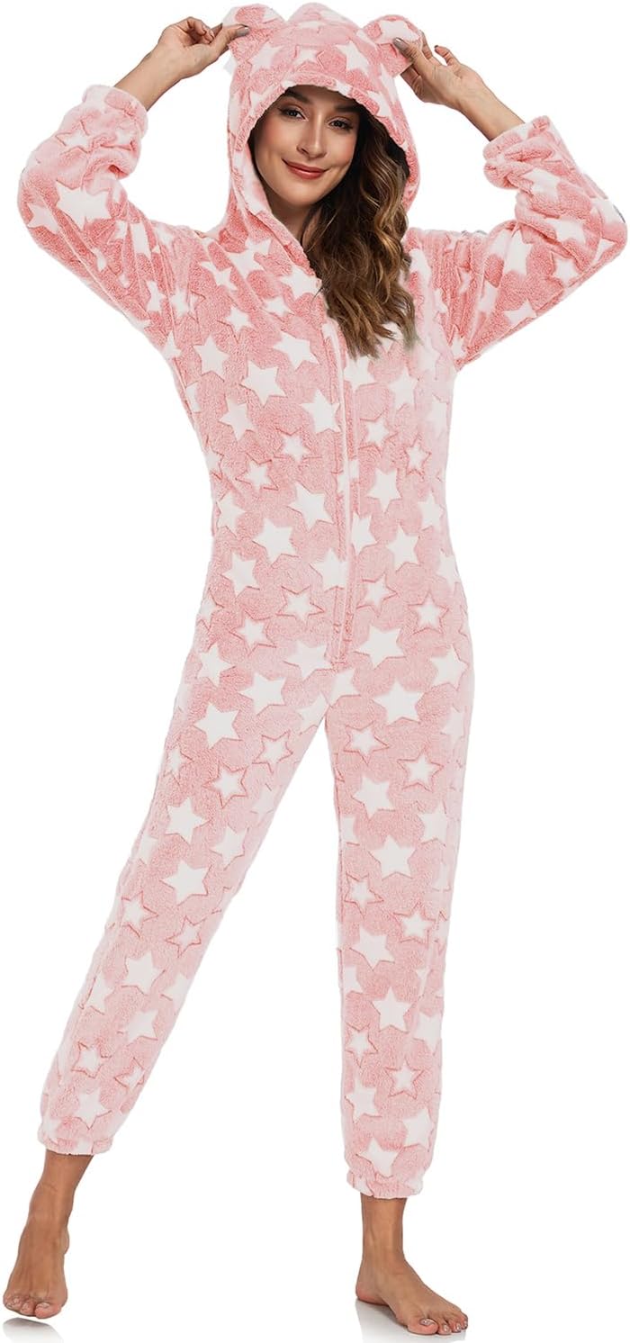 RONGTAI One-piece Women Robes with Star Plush Long Bathrobe for Women, Warm and Soft for Birthday Holiday Gifts