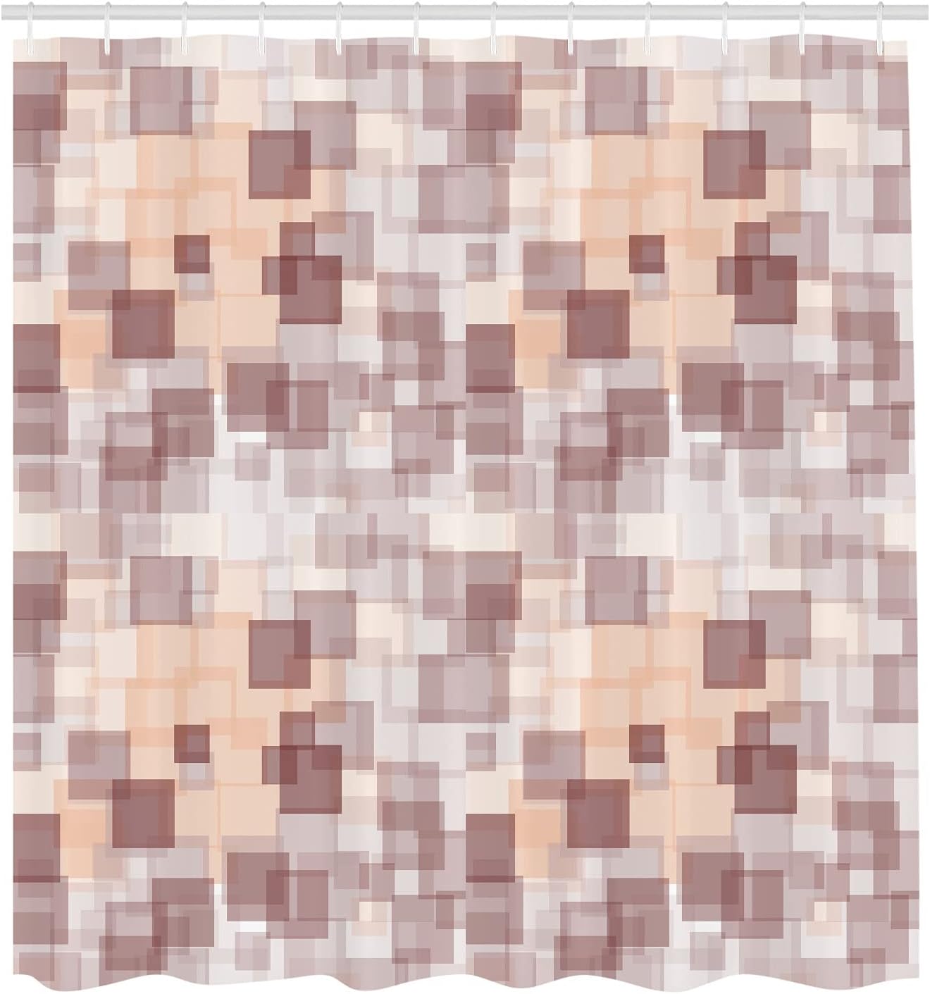 Ambesonne Geometric Shower Curtain, Abstract Textured Square Shaped Loose Angled Interlace Lines and Forms Design, Cloth Fabric Bathroom Decor Set with Hooks, 69" W x 84" L, Pale Peach