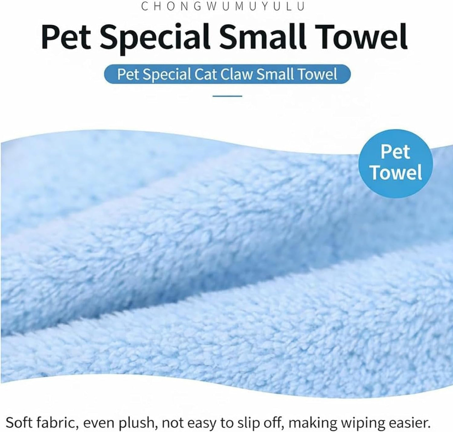 Paw Bathing Towel for Cats, Ultra Soft Microfiber Pet Bath Towel Gloves for Muddy Paws, Ears, Coral Fleece Pet Towel, Quick-Dry Cat Drying Towel, Lint-Free Absorbent with Hanging Loop (blue+pink)
