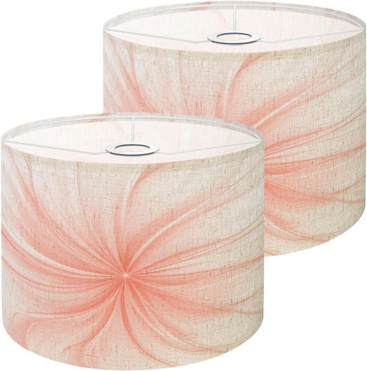 boho Lampshades Lamp Shades set of 2 Pastel Living Coral Flower Trendy color Abstract Pink Orange Daisy Light Shade for Table Lamps Floor Lamps Drum Lamp Shades Lampshade Replacement