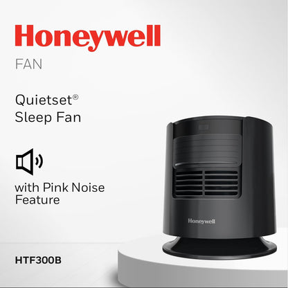 Honeywell QuietSet™ Personal Sleep Fan Noise Machine with Pink Noise, 3 Speeds, Adjustable Head, Nightstand and Bedside Fan, Black, HTF300B