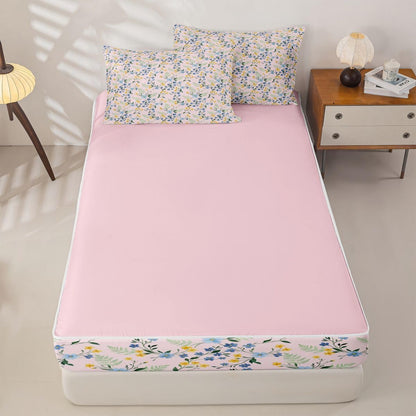 Erosebridal Country Wildflower Zippable Comforter Peach Pink Floral Twin Bedding Bohemia Bed Set with Sheets Botanical Bed in a Bag Bedroom Decor