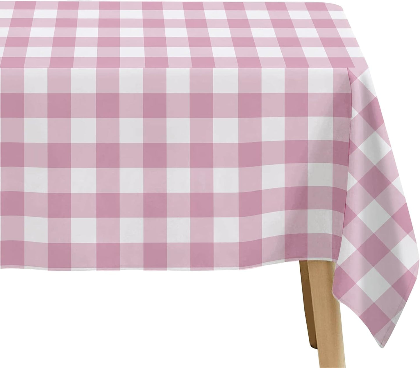 Light Pink Gingham Party Tablecloth Decorations, 3 Pack Pink Checkered Disposable Plaid Party Supplies Tablecover, for Birthday Baby Shower Bridal Wedding, 55in x 86in