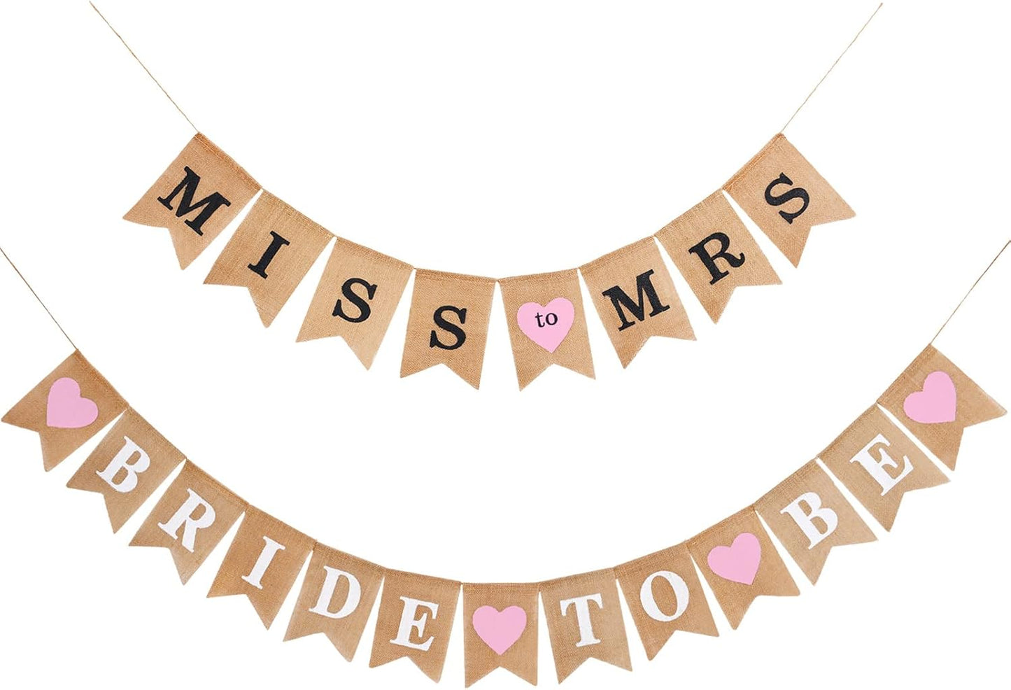 2 Pieces Bride to Be Banner Bride Sign Burlap Banner Bridal Shower Decorations Rustic Bunting Garland for Party Decorations Supplies (Pink)