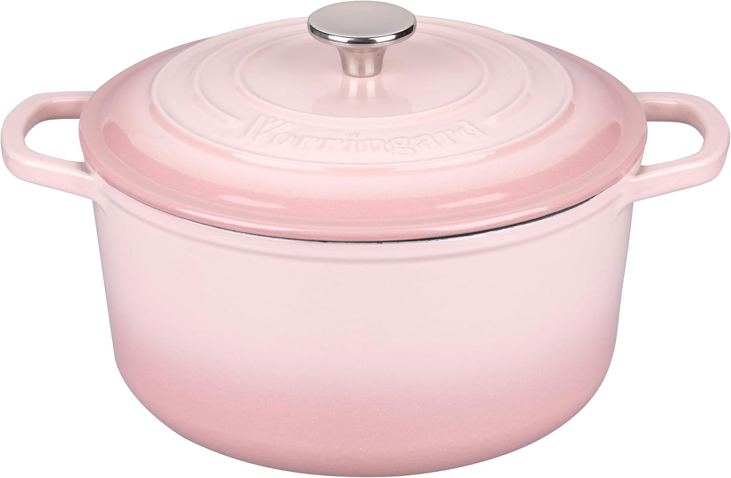 VORRINGARD Enameled Cast Iron Dutch Oven Pot with Lid, for Sourdough Bread Baking, Round Dutch Ovens, 4.5 Quart, Pink