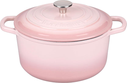 VORRINGARD Enameled Cast Iron Dutch Oven Pot with Lid, for Sourdough Bread Baking, Round Dutch Ovens, 4.5 Quart, Pink