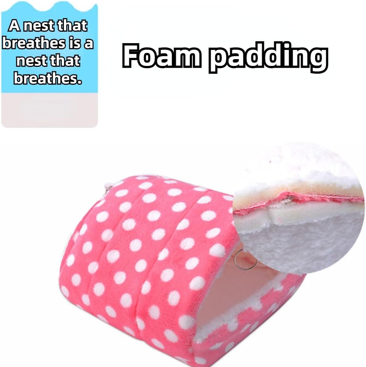 Cute Cave Bed Nest Hideout, Small Animals Warm House Cage Supplies, for Hedgehog Guinea Pig Hamster, Machine Washable - Simplicity (Pink,Large)
