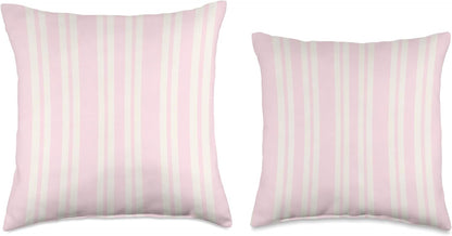 Coquette Stripes Soft Feminine Antique White and Blush Pink Throw Pillow