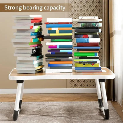 Portable Laptop Desk, Pink Foldable Bed Table with Cup Holder, LED Lights, Storage Drawer, Multi-Purpose Workstation for Working, Reading, Entertainment