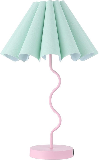 EOEYYOYB Table Lamp for Bedroom Nightstand Modern Touch Green Pink Lamp Dimmable Lamp for Living Room End Table with USB Port and Outlet