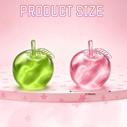 Stress Relief Toy, Apple Squishy, Squishy Apple Slow Rising Fruit Squishies, Clear Cute Fruit Stress Ball for Adults, Cute Funny Desk Decor (Pink)