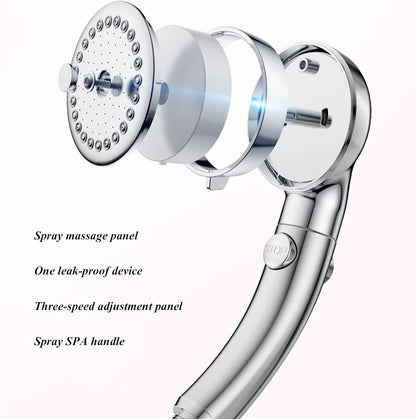 Shower Head, High Pressure Rainfall Shower Head with Stop Button, 3-Mode Adjustable Water Saving Shower Trim Kit