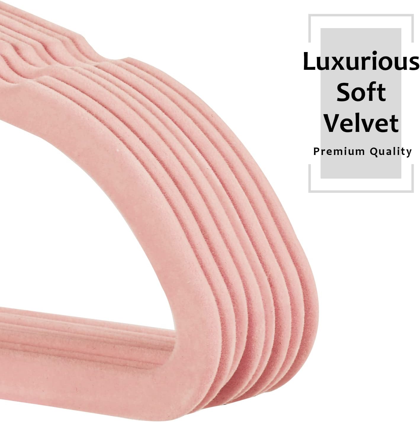 VECELO Premium Velvet Clothes Hangers Suit Heavy Duty (60 Pack)-Non Slip & Space-Saving with 8 Finger Clips & Tie Rack Excellent for Men and Women,Light Pink