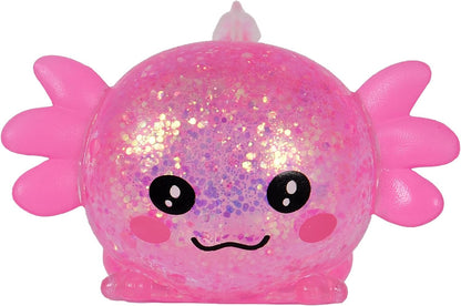 Axolotl Squishy Stress Ball, Soft TPR Slow Rising Squeeze Toy, Cute Axolotl Fidget Toy for Stress Relief, Anxiety Calming Sensory Toy for Kids Adults(Pink Lie Axolotl)