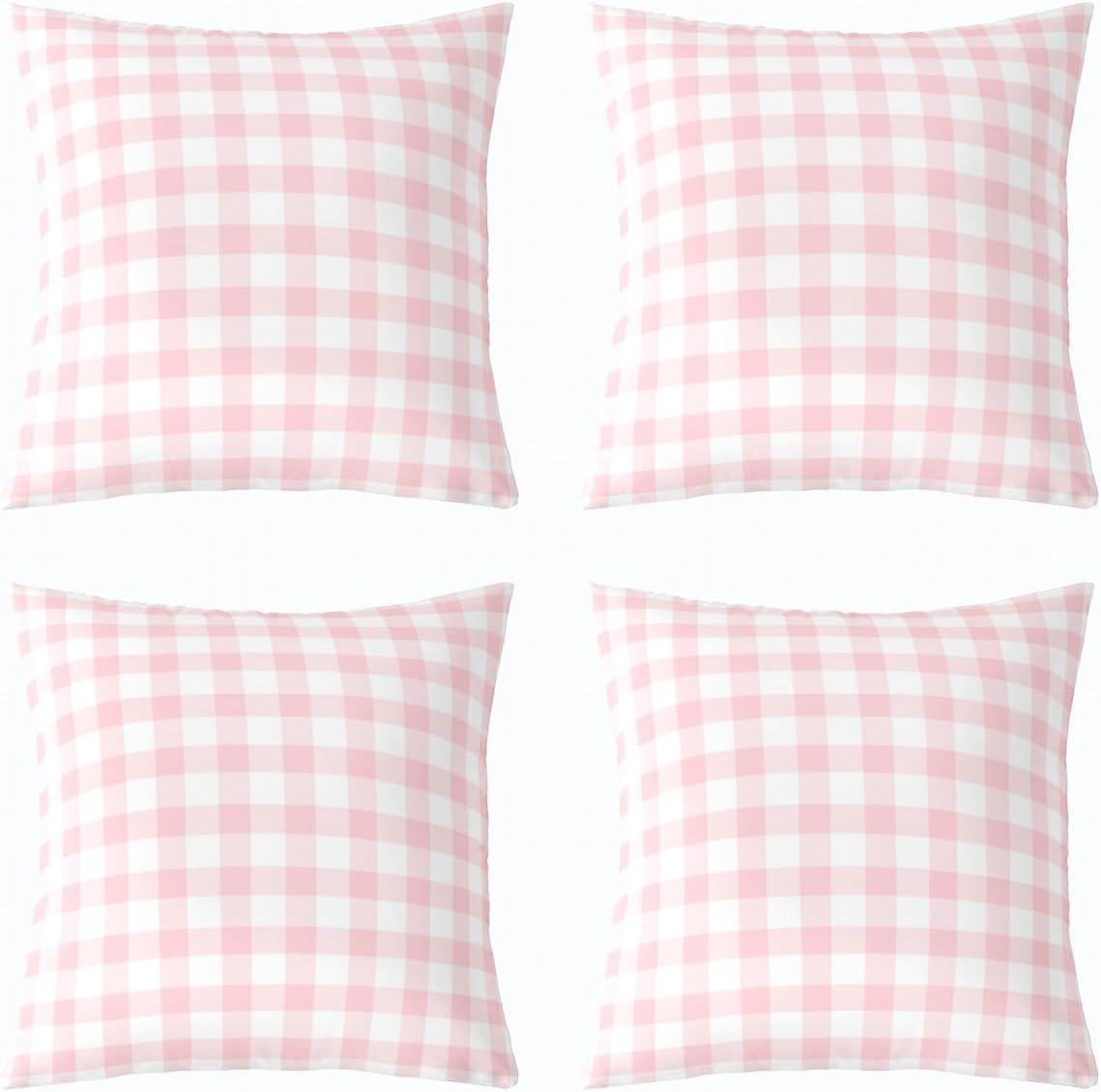 Pink White Throw Pillow Covers 24 x 24-Inch Set of 2 Buffalo Check Cushion Case for Kids Teens Adults Plaid Decor Pillowcase Geometric Modern Art Indoor Outdoor Room Decor Zipper All Season Soft
