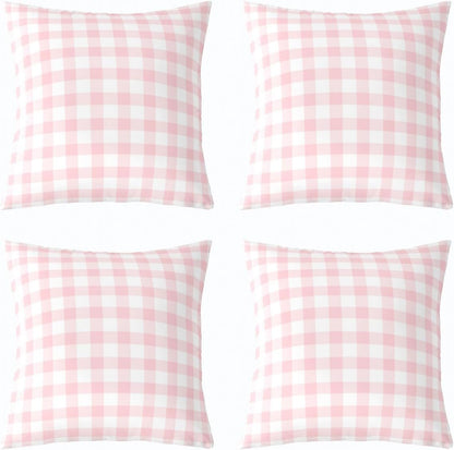 Pink White Throw Pillow Covers 24 x 24-Inch Set of 2 Buffalo Check Cushion Case for Kids Teens Adults Plaid Decor Pillowcase Geometric Modern Art Indoor Outdoor Room Decor Zipper All Season Soft