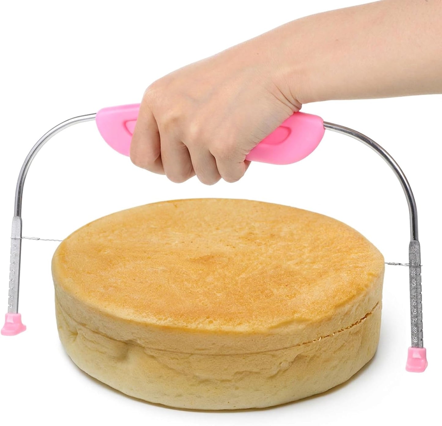 1 Pcs Cake Cutter Slicer Leveler, Adjustable Cake Leveler & Slicer with 9 Heights, Professional Stainless Steel Wire Cakes Slicers Tool for Layer Cakes (Pink)