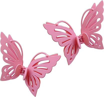 Lovely Pink Butterfly Curtain Tiebacks 2Pcs - SiegYma Decorative Clips for Curtains, No-Drill Girlie Drapery Holdbacks, Cute Wall-Friendly Tiebacks for Girls Room (Pink)