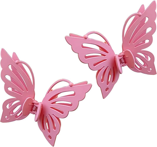 Lovely Pink Butterfly Curtain Tiebacks 2Pcs - SiegYma Decorative Clips for Curtains, No-Drill Girlie Drapery Holdbacks, Cute Wall-Friendly Tiebacks for Girls Room (Pink)