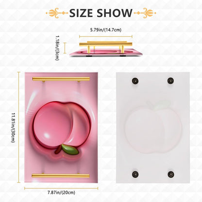 3D Peach Decorative Rectangular Tray with Handles Boards with Handles for Jewelry Perfume for Platters Serving bandeja Rectangular decorativa para cocina