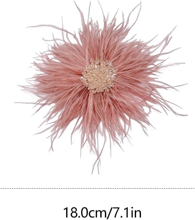 Beaded Feather Flower Large Brooch Pin for Women Men Elegant Oversized Dandelion Pompom Floral Brooches Pins Wedding Ceremony Cocktail Party Boutonniere Dress Accessories Jewelry 180mm