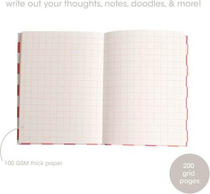 Pearhead Pink & Orange Star Cutout Hardcover Graph Notebook, 6.25x8.25 Grid Journal for Bullet Journaling, Planning & School Notes, 200 Pages