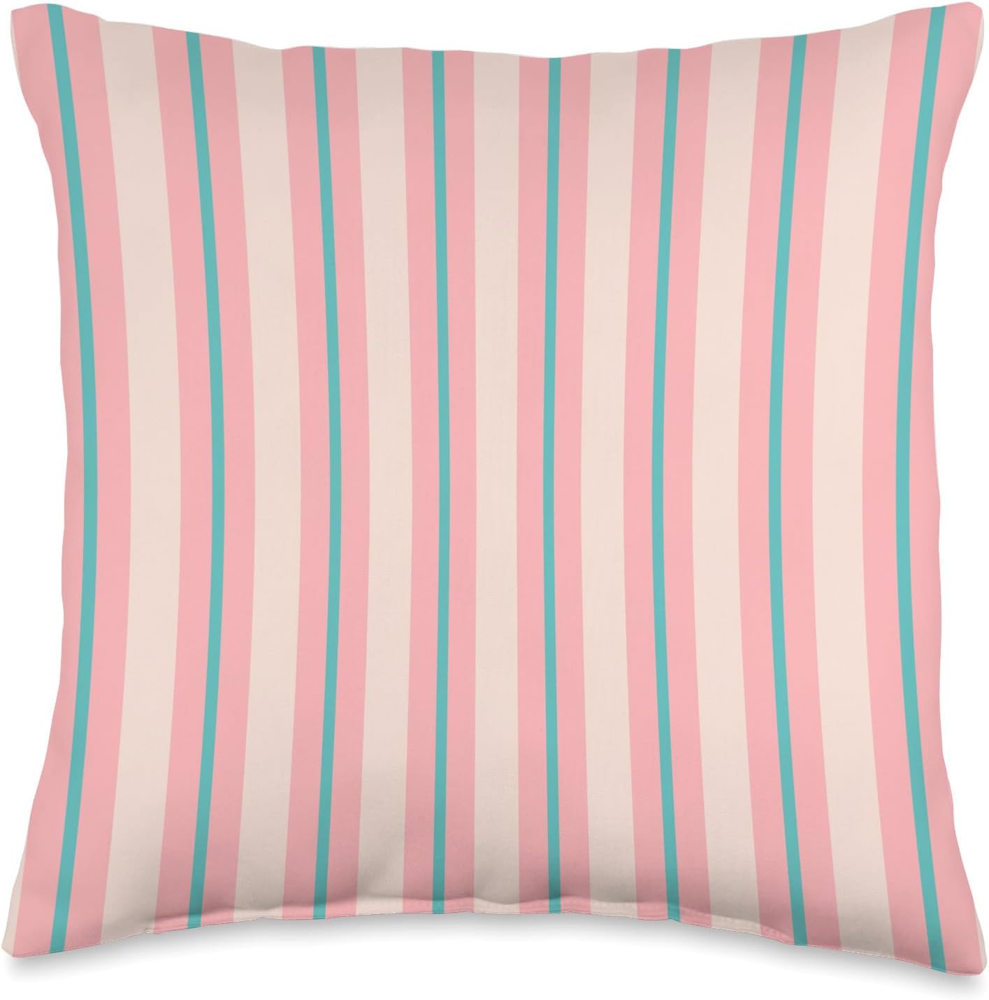 Cute Pastel Peach Green Striped Vertical Pattern Minimalist Throw Pillow