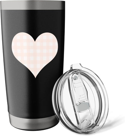 Cute Soft Orange Peach Gingham Check Plaid Checkered Pattern Stainless Steel Insulated Tumbler