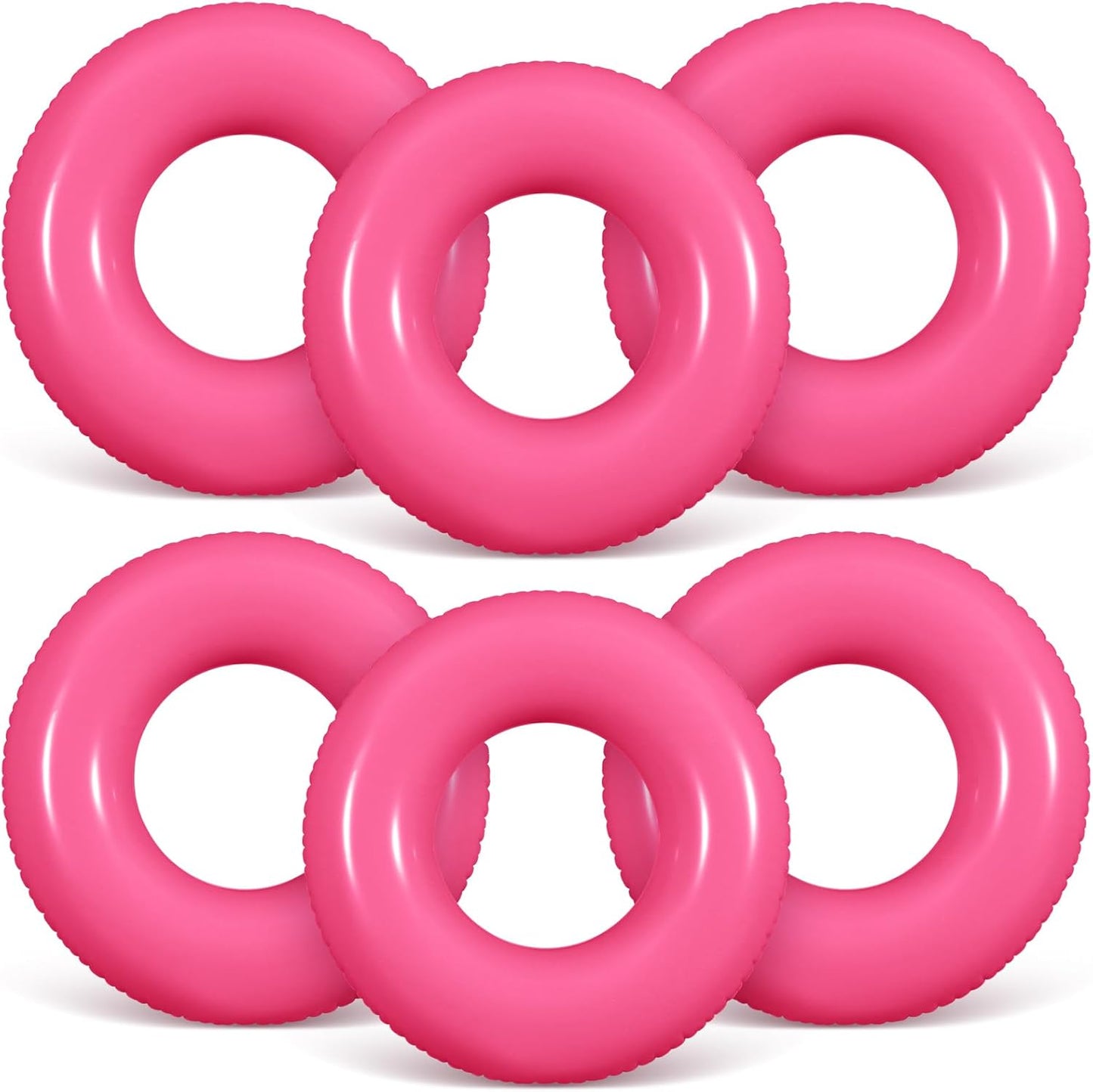 JellyArch 6 Pcs Inflatable Pool Floats 24 Inches Swim Tube Bulk Swimming Ring Pool Floaties for Beach Party Decorations Women and Men River Lake Summer Vacation Holiday (Rose Pink)