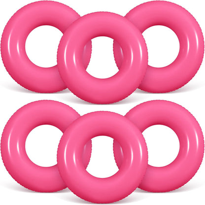JellyArch 6 Pcs Inflatable Pool Floats 24 Inches Swim Tube Bulk Swimming Ring Pool Floaties for Beach Party Decorations Women and Men River Lake Summer Vacation Holiday (Rose Pink)