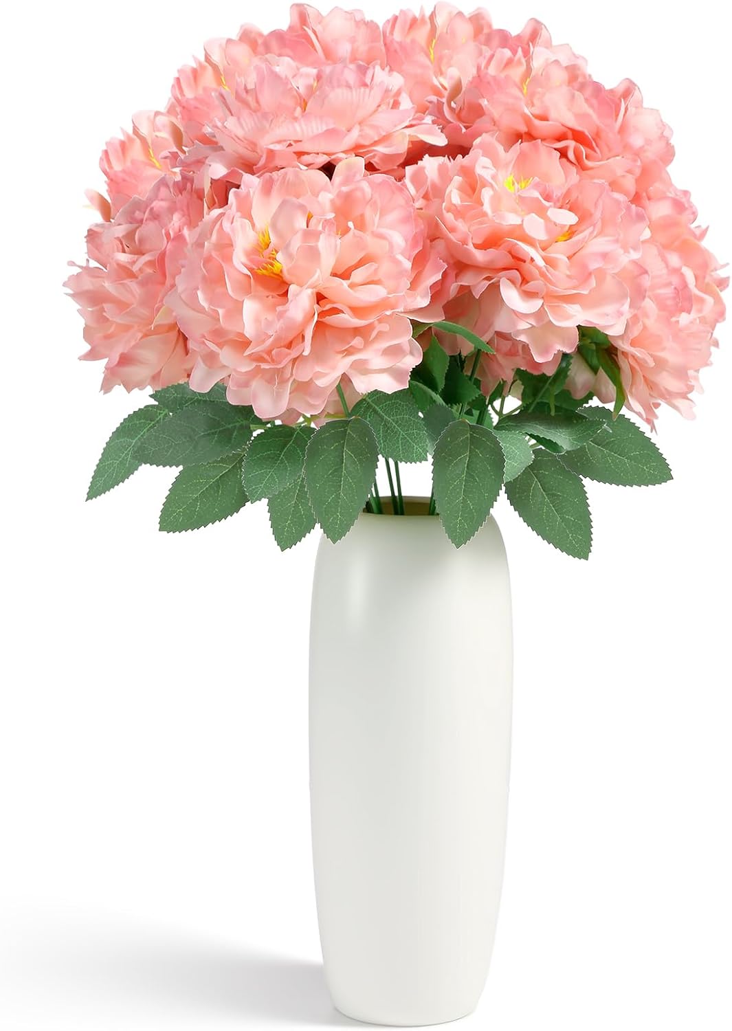 Peonies Artificial Flowers, 2 Bouquets of 7-Heads Silk Artificial Peonies with Flexible Stems, Faux Peonies for Home & Wedding Decor, Table Centerpieces, Floral Arrangement (2, coral pink)