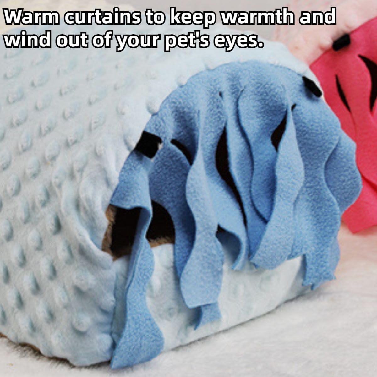 Warm Plush Guinea Pig Hut Habitat Hedgehog Hideout Rat House for Small Animal Rabbit,Washable Chinchilla Hamster Bed Cozy Nest Cage Accessories (Pink,Small)
