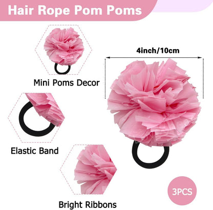 Lovecheer 5PCS Pom Poms Cheerleading with Mini Pompoms Hair Ropes Cheerleader Costume Gifts Wrist Decor for Sports Basketball Hockey Football Team Spirits Dance