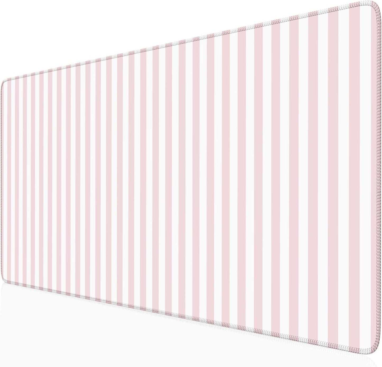 Light Pink Striped Desk Mat Cute Pastel XXL Large Gaming Mouse Pad Desk Pad Kawaii Cozy Aesthetic Keyboard Laptop Computer Mat Home Office Decor for Women