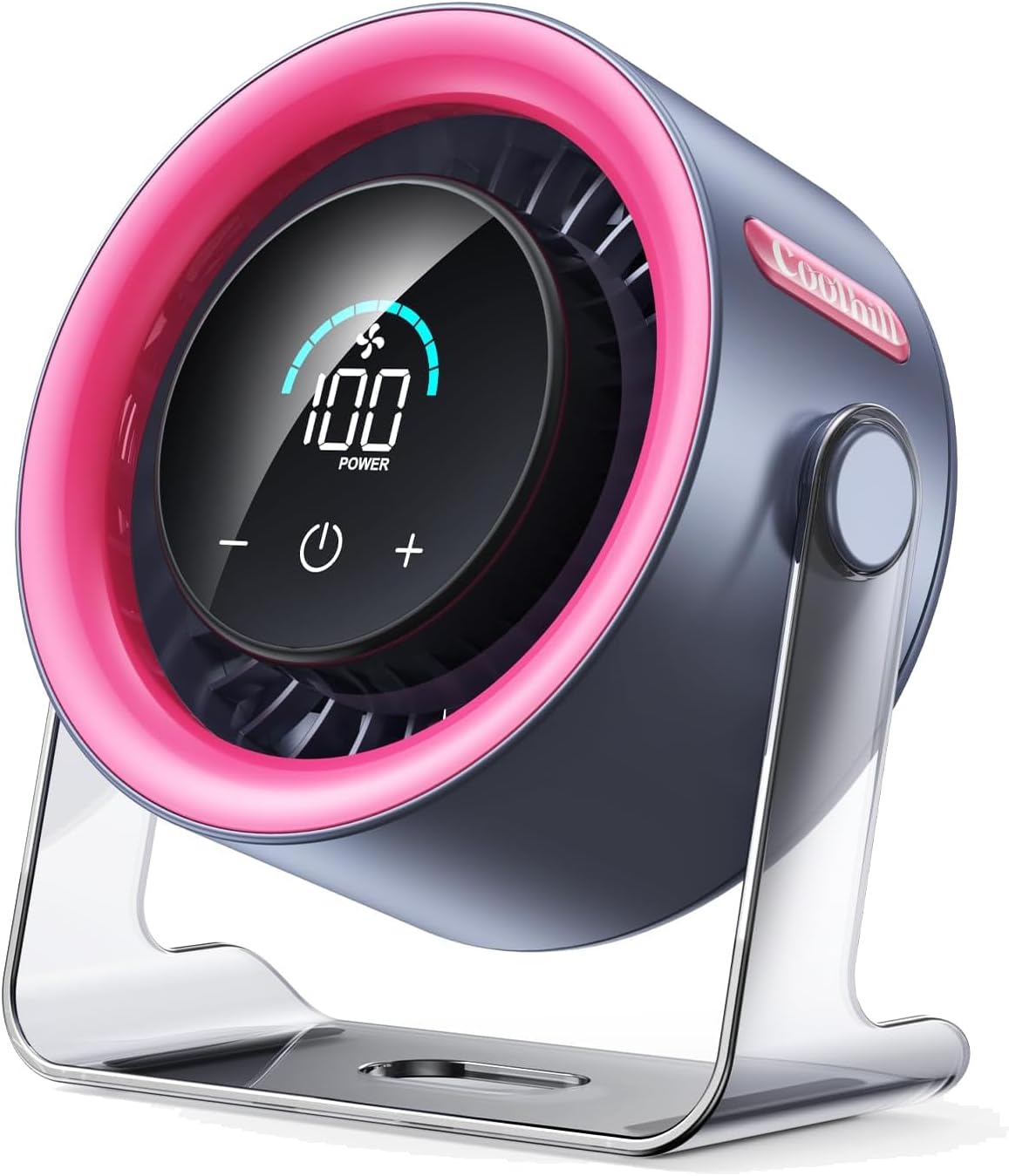 USB Desk Fan for Bedroom: 100 Speeds Digital Display Quiet Portable Fan with Turbo Airflow, 120° Rotating Small Rechargeable Battery Desktop & Wall-Mounted Fans for Bedroom Home Office