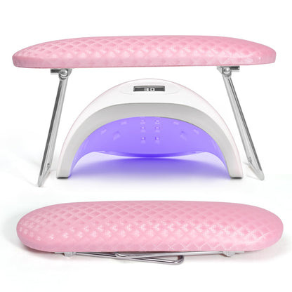 Krofaue Arm Rest for Nails Tech, Professional Microfiber Leather Nail Hand Rest Stand Arm Rest for Acrylic Nails Cushion Hand Holder with Non-slip - Nail Technician Use Must Have (Pink)
