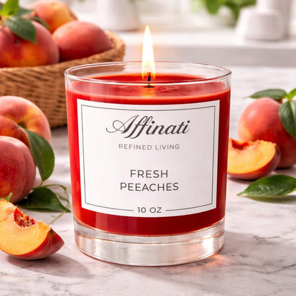 Affinati Original Scented Candle – 10 oz Soy Blend Candle, Strong Scent Throw, Long Burn Time, Clean Burning Home Fragrance, Glass Jar Candle (1, Fresh Peaches)