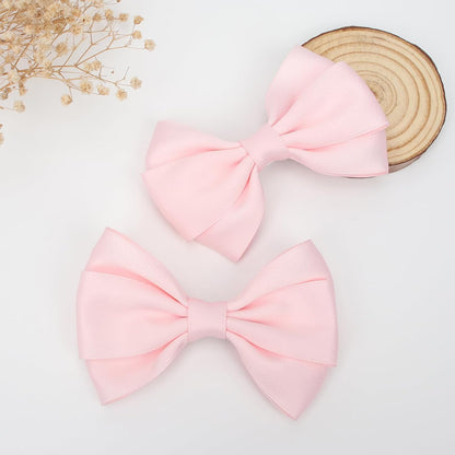 4.5 Inches Hair Bows for Girls Thick Ribbon Boutique Alligator Clips Hair Accessories for Baby Girls Toddlers Kids Teens 2 Pcs (Light Pink)