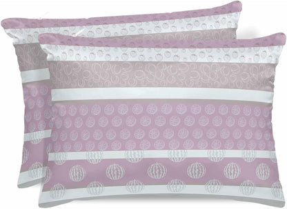 Farm Fruits Satin Pillowcase for Hair and Skin with Zipper, Soft Breathable Cooling Silk Pillow Cases, Watermelon Lemons Peach Pink Grey Striped Throw Pillow Covers Standard Size 20"x26" Set of 2