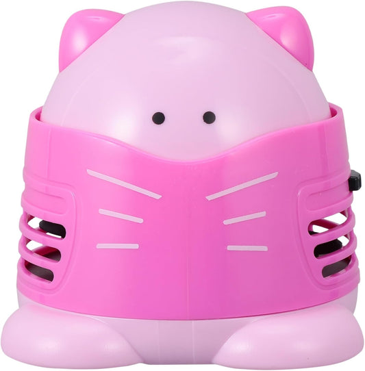 ARTIBETTER Cartoon Cat Desktop Vacuum Cleaner Portable Table Dust Collector for Efficient Crumb and Dust Removal for Home Office and School Use No Battery Pink