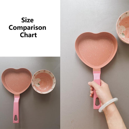 Mini Nonstick Egg Pan, Small Frying Pan with Unique Heart-shaped, One Egg Frying Pan with Granite Coating, Multi-functional Frying Pan for Cooking Eggs, Pancake, Sausages and Burgers, Pink