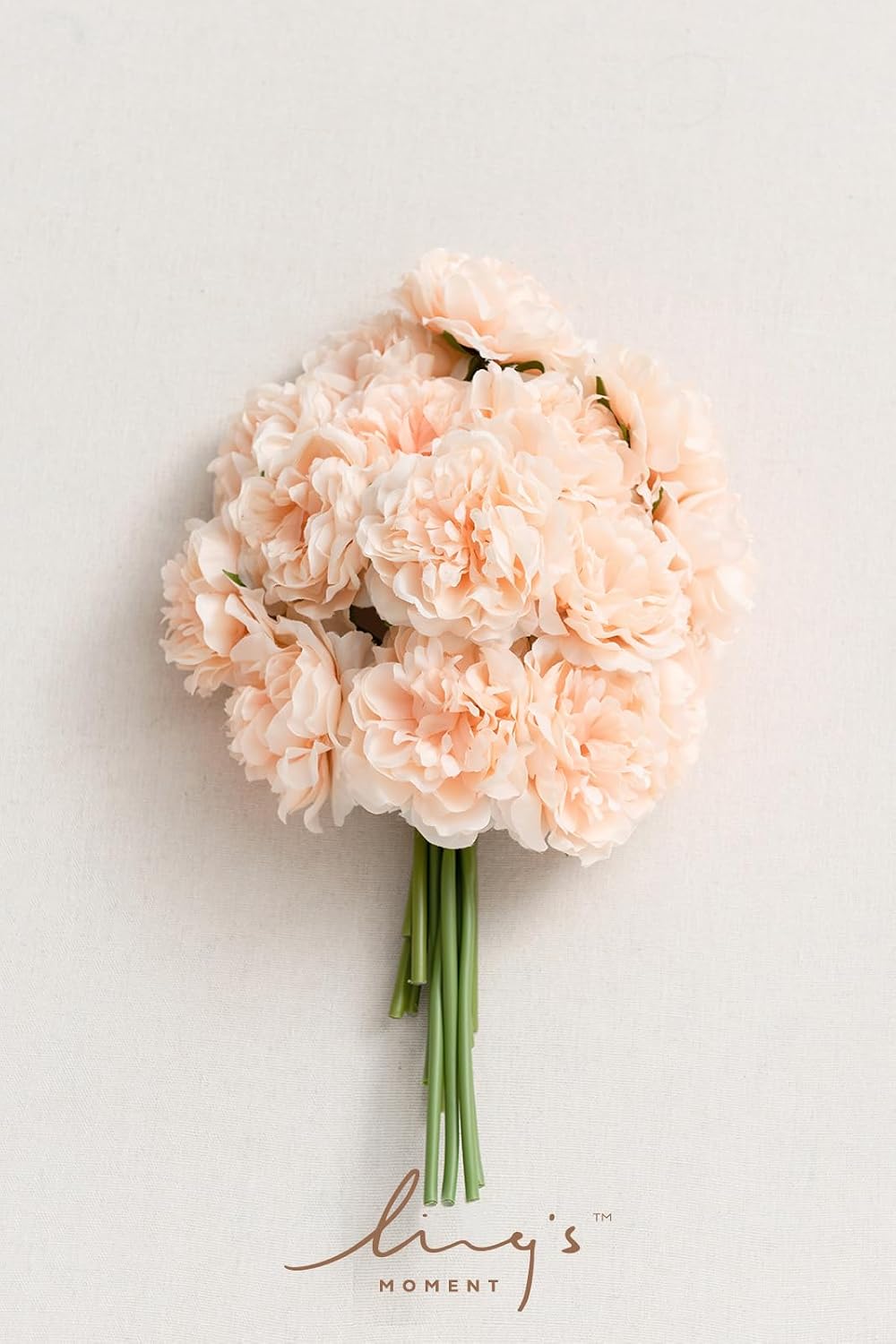Ling's moment Peony Artificial Flowers, 15pcs Faux Silk Peonies for DIY Bouquet, Bulk Fake Wedding Filler Flowers for Centerpieces Arrangements Bridal Shower Decorations, Peach