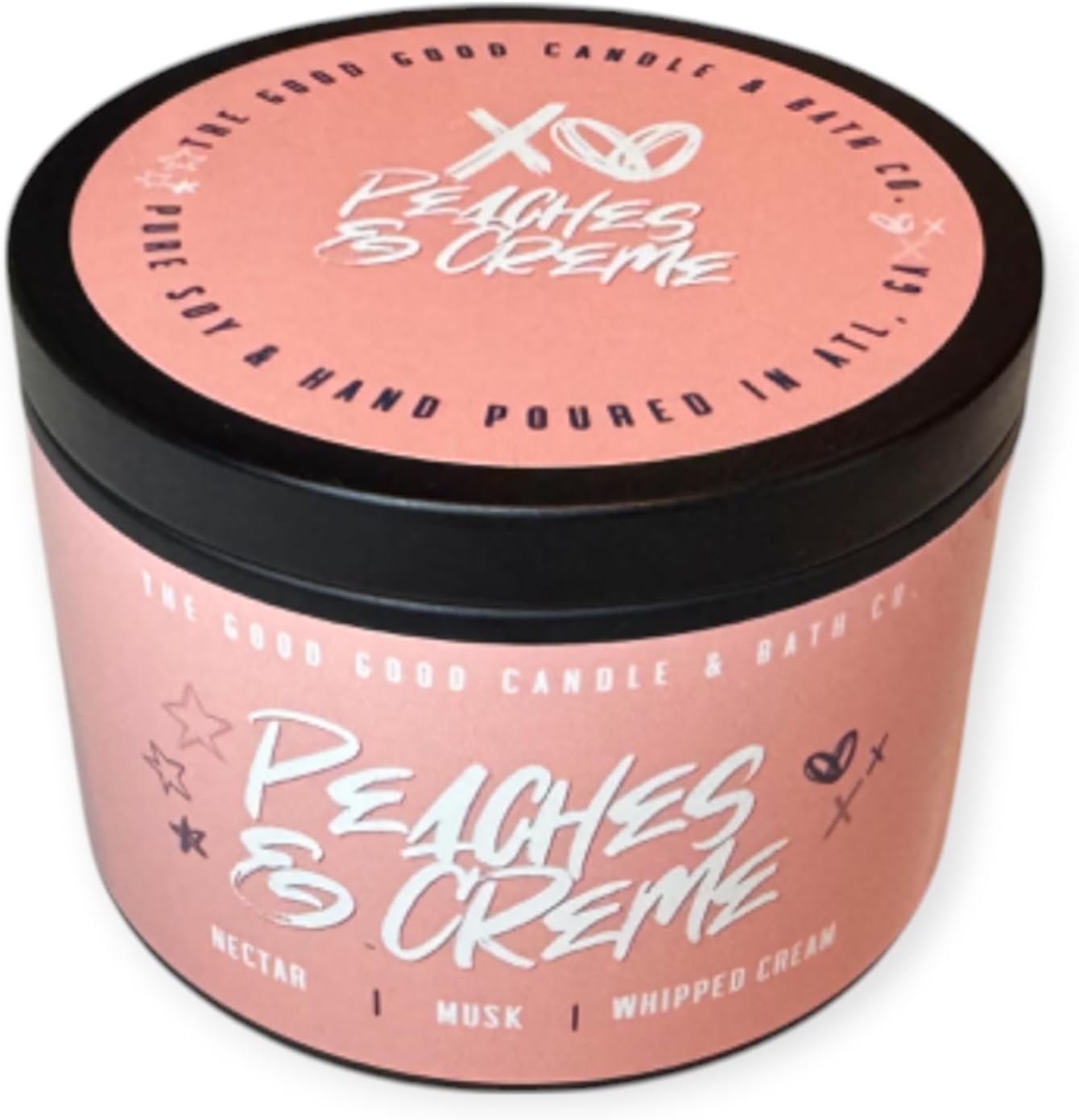6 oz Good Good Candle & Bath Co. Scented Premium Soy Candle (Georgia Peaches & Cream Premium Soy Candle, 6oz)