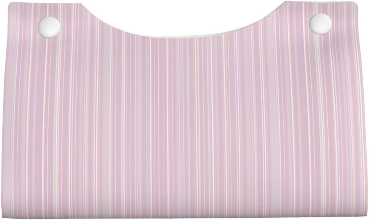 Pastel Light Pink Thin Stripes Pattern Tissue Box Cover Rectangle Pu Leather Tissue Box Holder for Car Bathroom Bedroom Desk Tabletop Decor