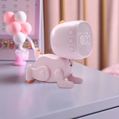 Kids Dinosaur Alarm Clock for Boys and Girls Bedroom LED Cute Bedside Clock with Digital Display Children's Sleep Trainer Ok to Wake Light and Night Light Perfect Birthday Gifts for Kids(Pink)