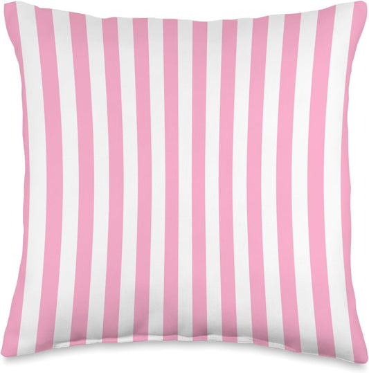 Light Pink White Striped Girly Vertical Stripes Cute Throw Pillow