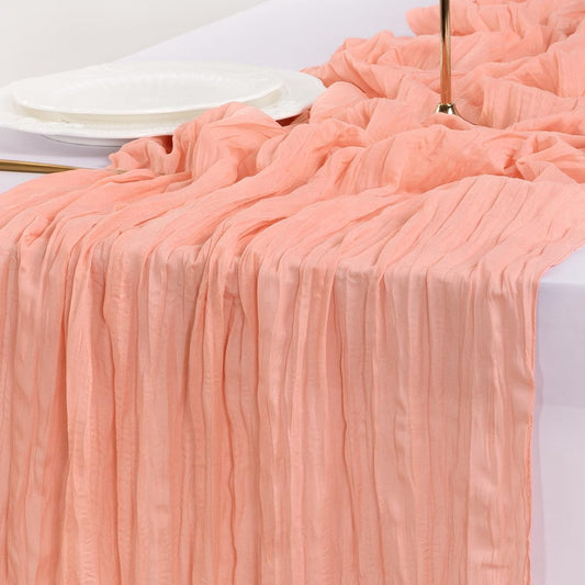 Socomi Cheesecloth Table Runner Summer Boho Wedding Shower Party Home Decor | Peach Rustic Gauze 14FT Cheese Cloth Sheer Farmhouse Centerpiece Runner for Baby Shower Birthday Holiday Decorations