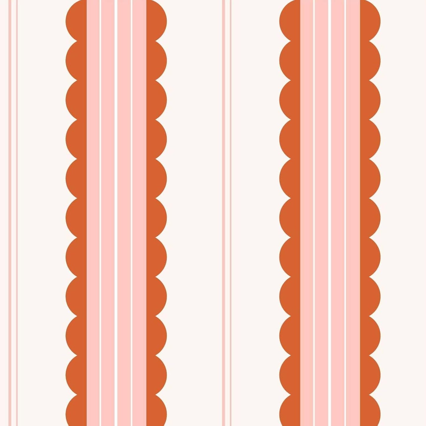 Boho Scallop Peel and Stick Wallpaper Red/Pink Striped Self Adhesive Wallpaper Removable Renter Friendly Contact Paper for Accent Walls Living Room Bedroom 17.7in x 9.8ft