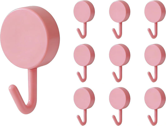 Set of 10 Wall Hooks for Hanging Heavy Duty 5 lbs,Pink Hooks for Walls String Light Hooks and Hat Hooks for Kitchen Curtain Towel Hook for Bathrooms Living Room Key Hook Coat Hook for Walls No Damage.