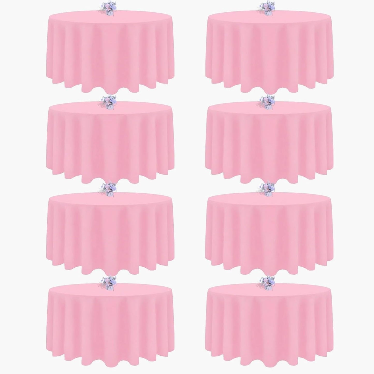 8 Pack Pink Round Tablecloth 90 Inch Round Table Cloth, Wrinkle Resistant and Washable Tablecloth Polyester Fabric Table Cloth Round Cover for Dining Wedding Banquet Party